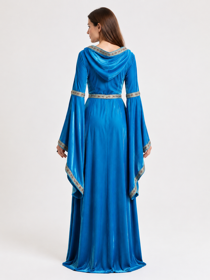 Medieval Hooded Maxi Dress for Halloween back view