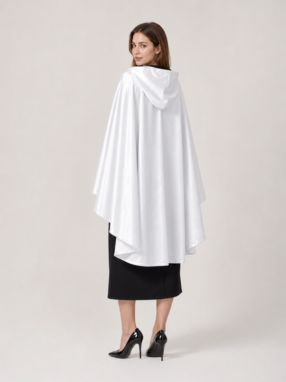 White Hooded Costume Cloak, Flowing Silhouette