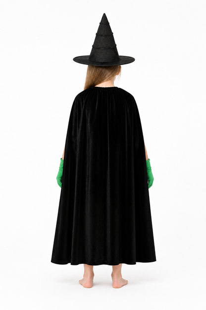 Black velvet witch costume set product view 41