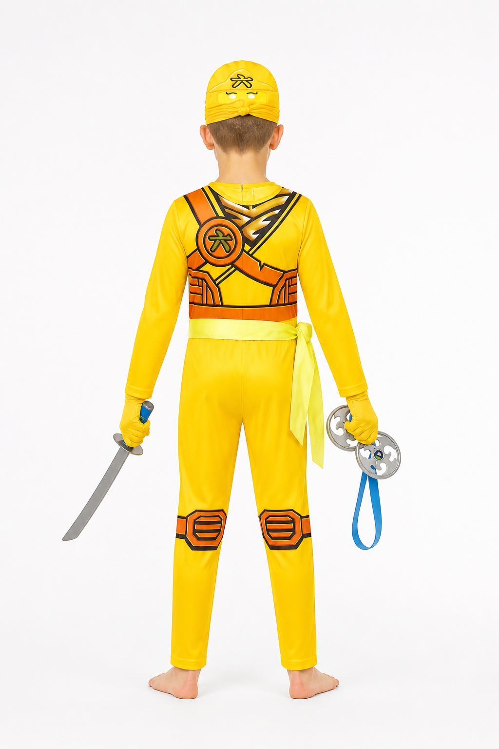 Ninja Costume Jumpsuit with Mask and Gloves back view
