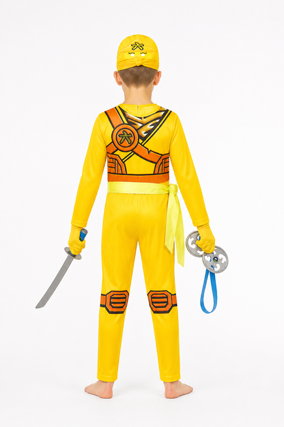 Ninja Costume Jumpsuit with Mask and Gloves back view