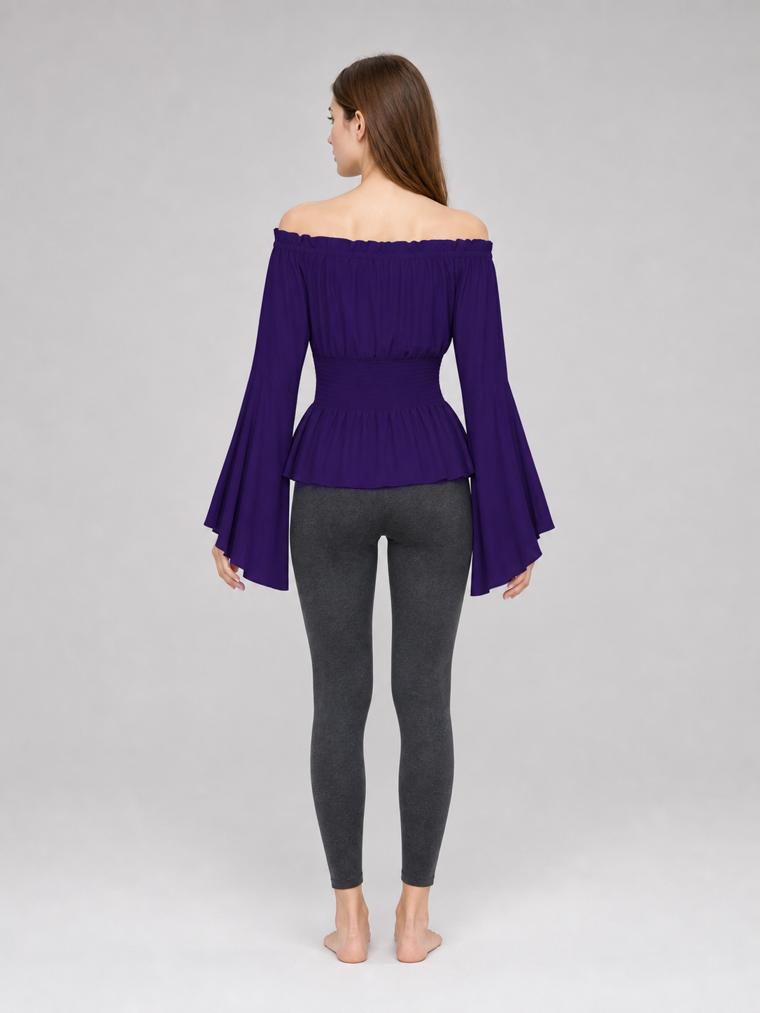 Off-the-Shoulder Top with Long Flared Sleeves
