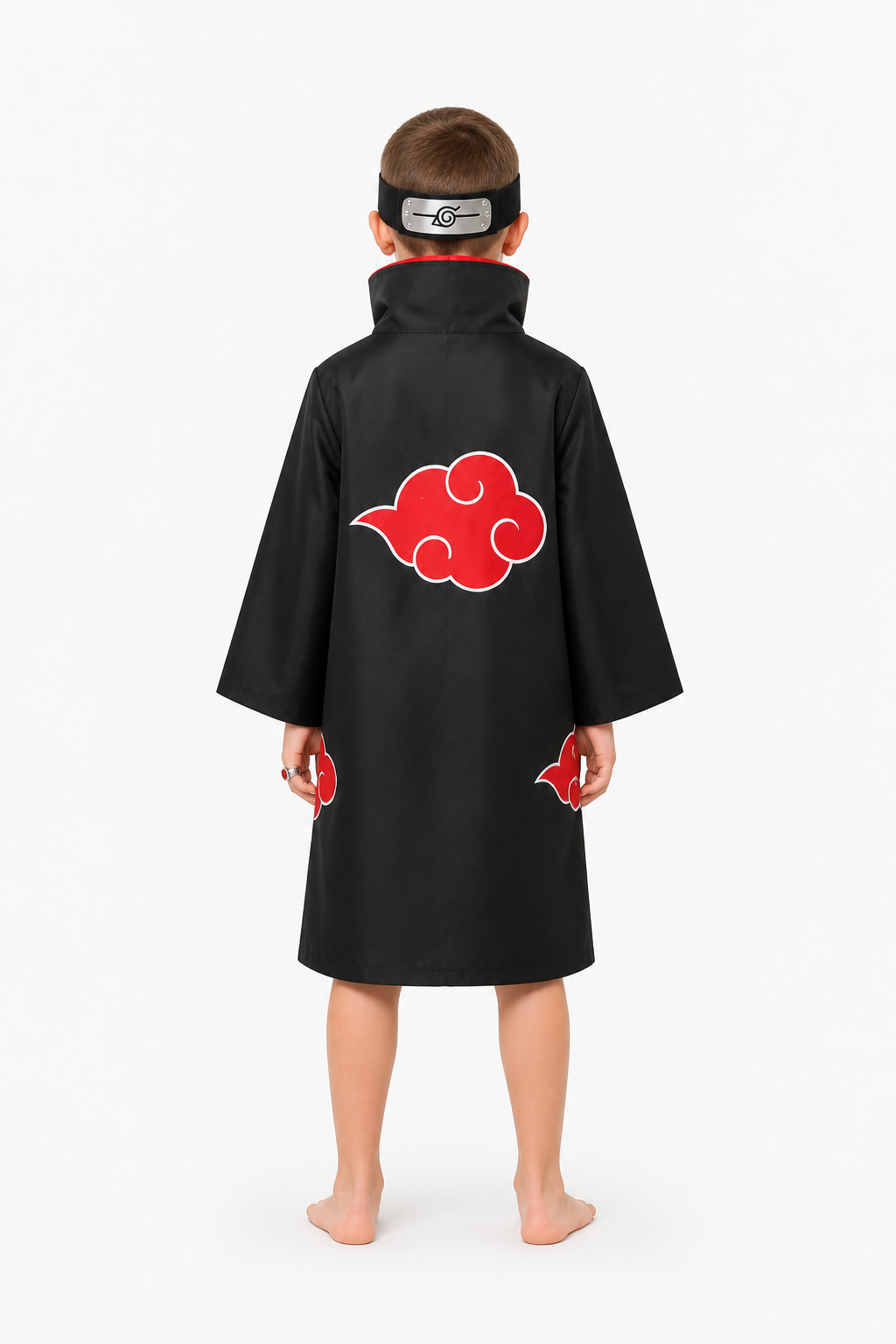 Akatsuki Costume with Red Clouds for Cosplay back view