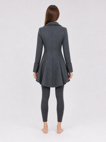 Long Gothic-Style Coat with Lace Trim