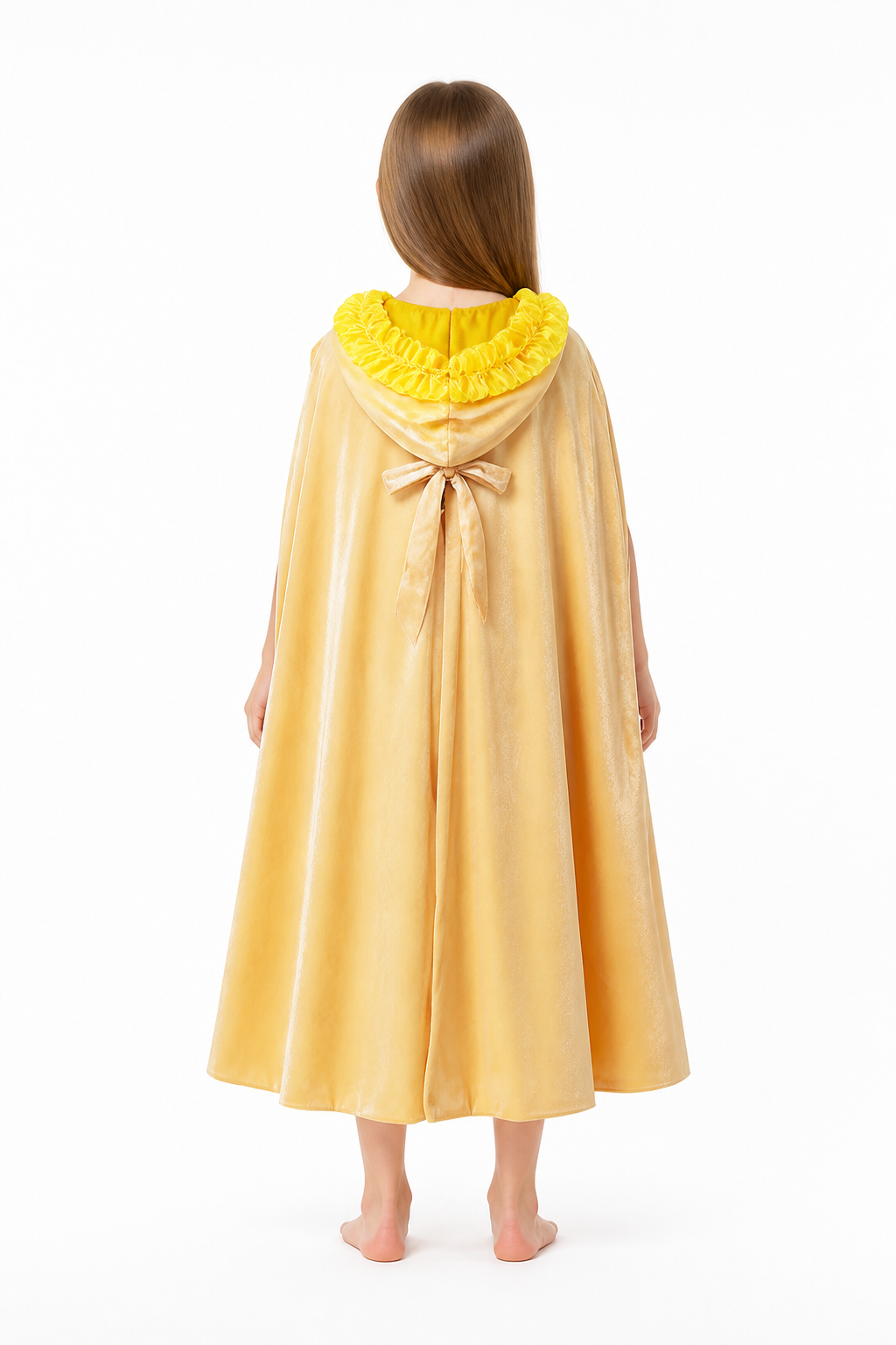 Children's Gold Hooded Cape with Bow back view
