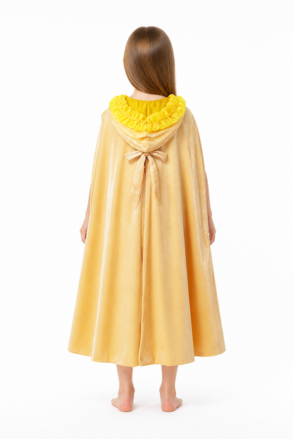 Children's Gold Hooded Cape with Bow back view