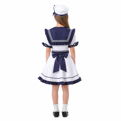 Sailor Uniform with Bows and Ruffles for Cosplay back view