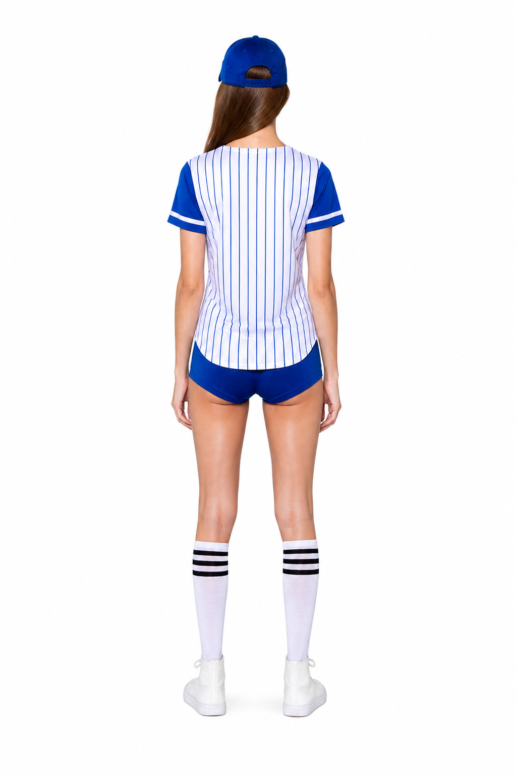 Striped Baseball-Style Carnival Costume back view