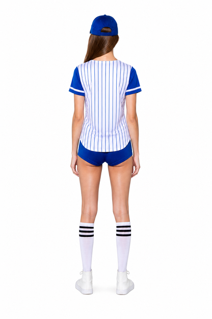 Striped Baseball-Style Carnival Costume back view