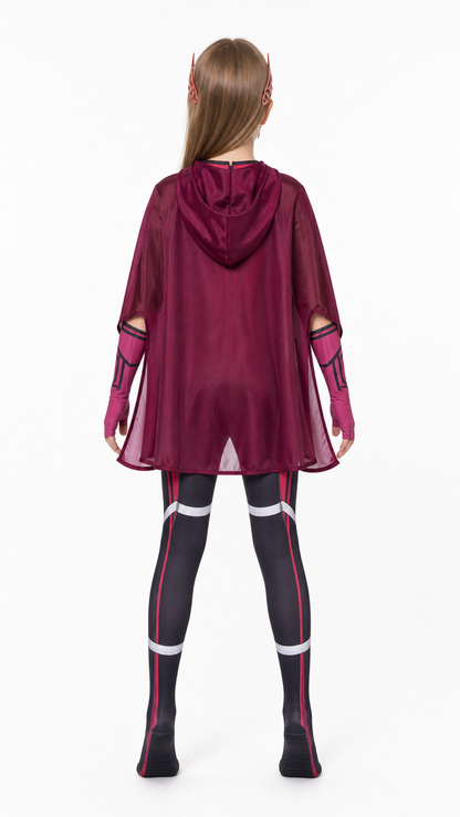 Scarlet Witch Cosplay Costume Set with Cape and Mask back view