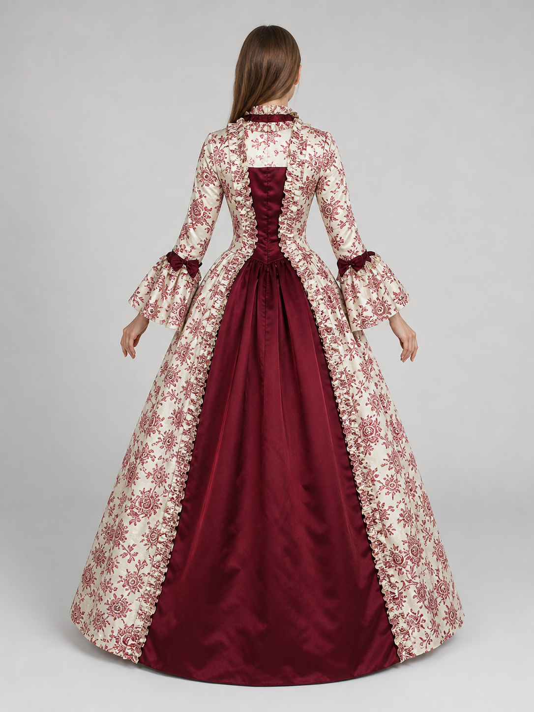 Vintage Dress with an Ornate Pattern and Full Sleeves