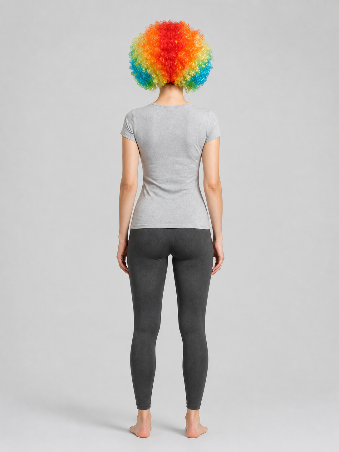 Rainbow Short Curly Carnival Wig back view