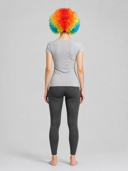 Rainbow Short Curly Carnival Wig back view