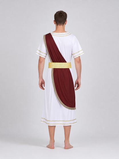 Caesar costume in Roman style with a cloak back view 2