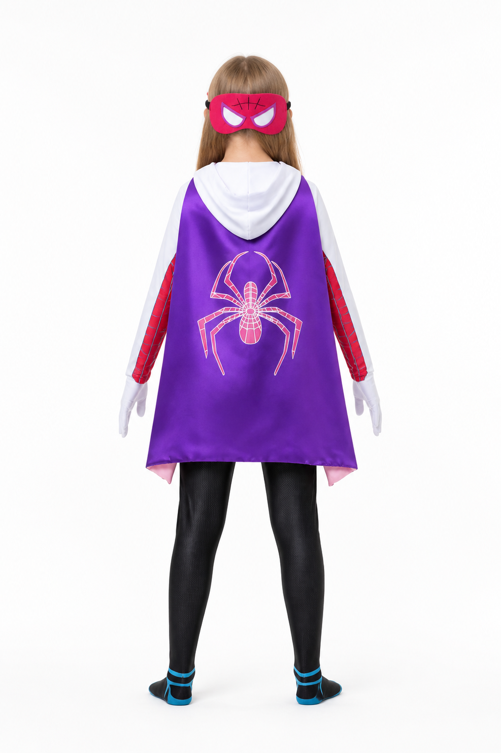 Spider Superhero Costume with Cape and Mask back view