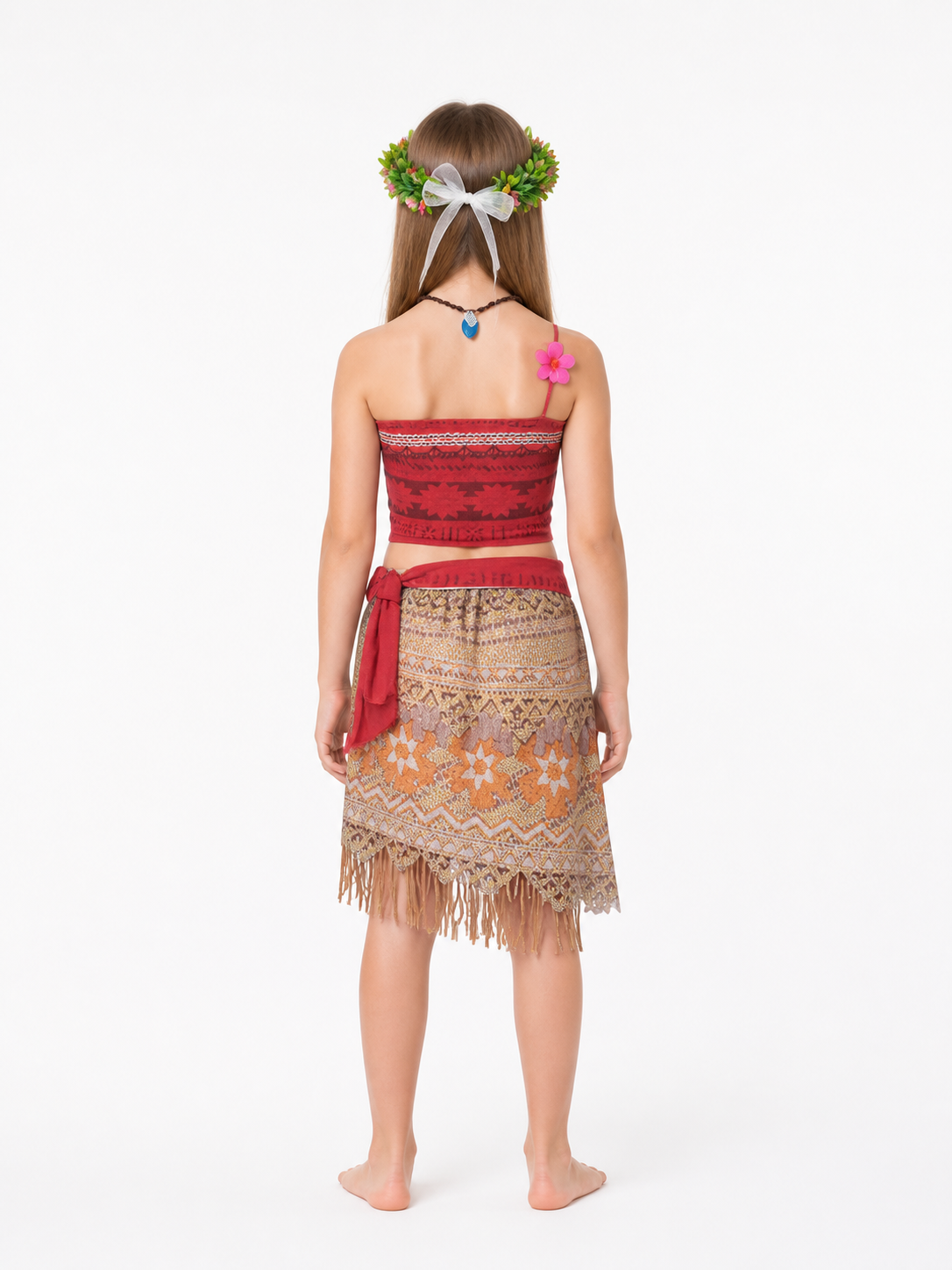 Moana Carnival Costume with Skirt and Accessories back view