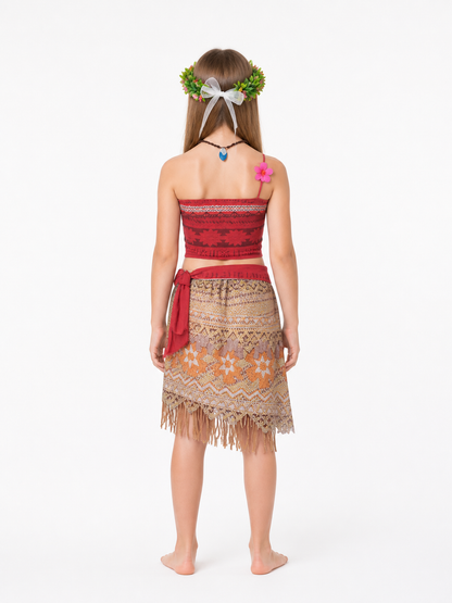Moana Carnival Costume with Skirt and Accessories back view