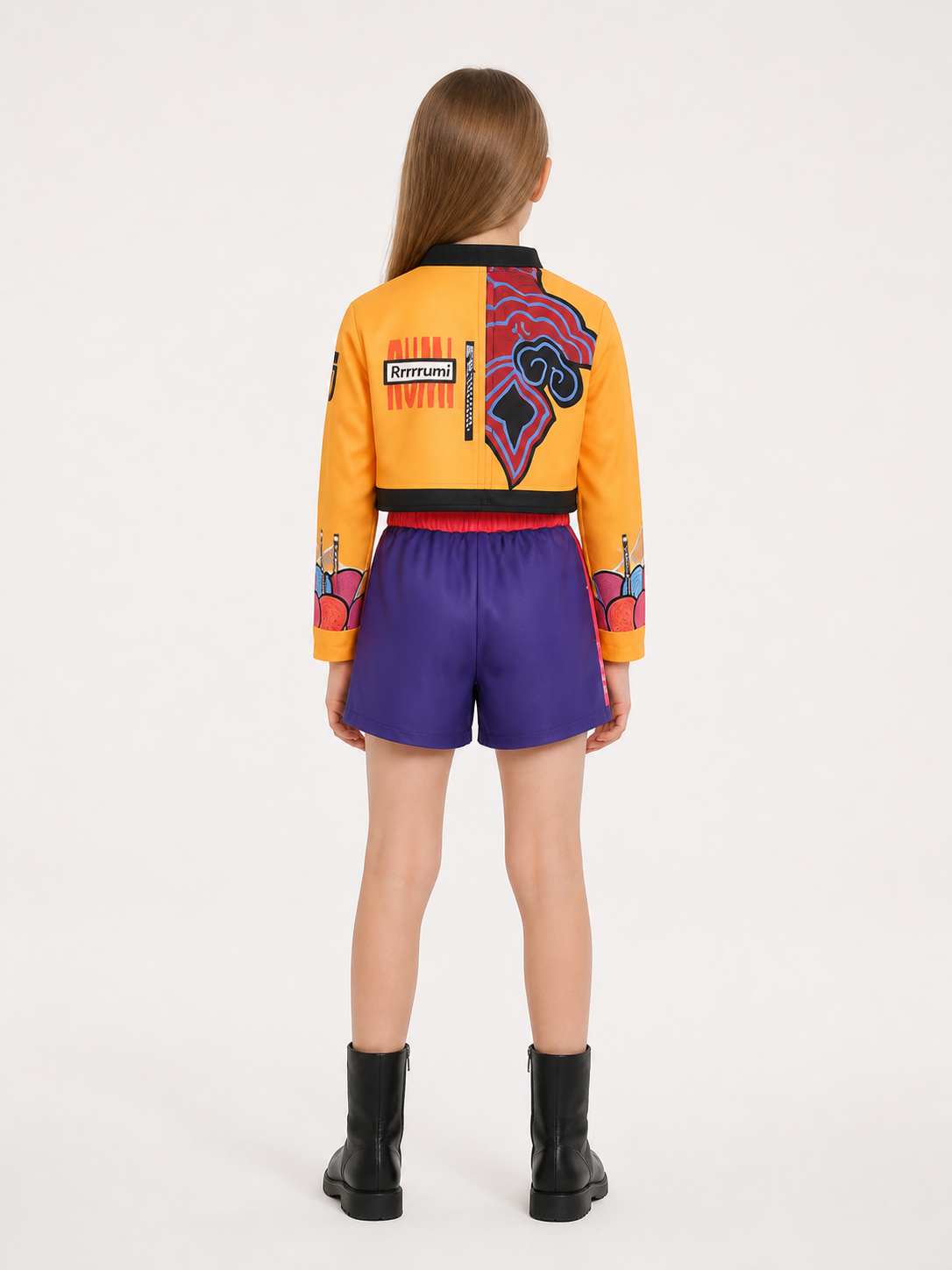 Halloween Cosplay Set: Jacket, Top, and Shorts back view