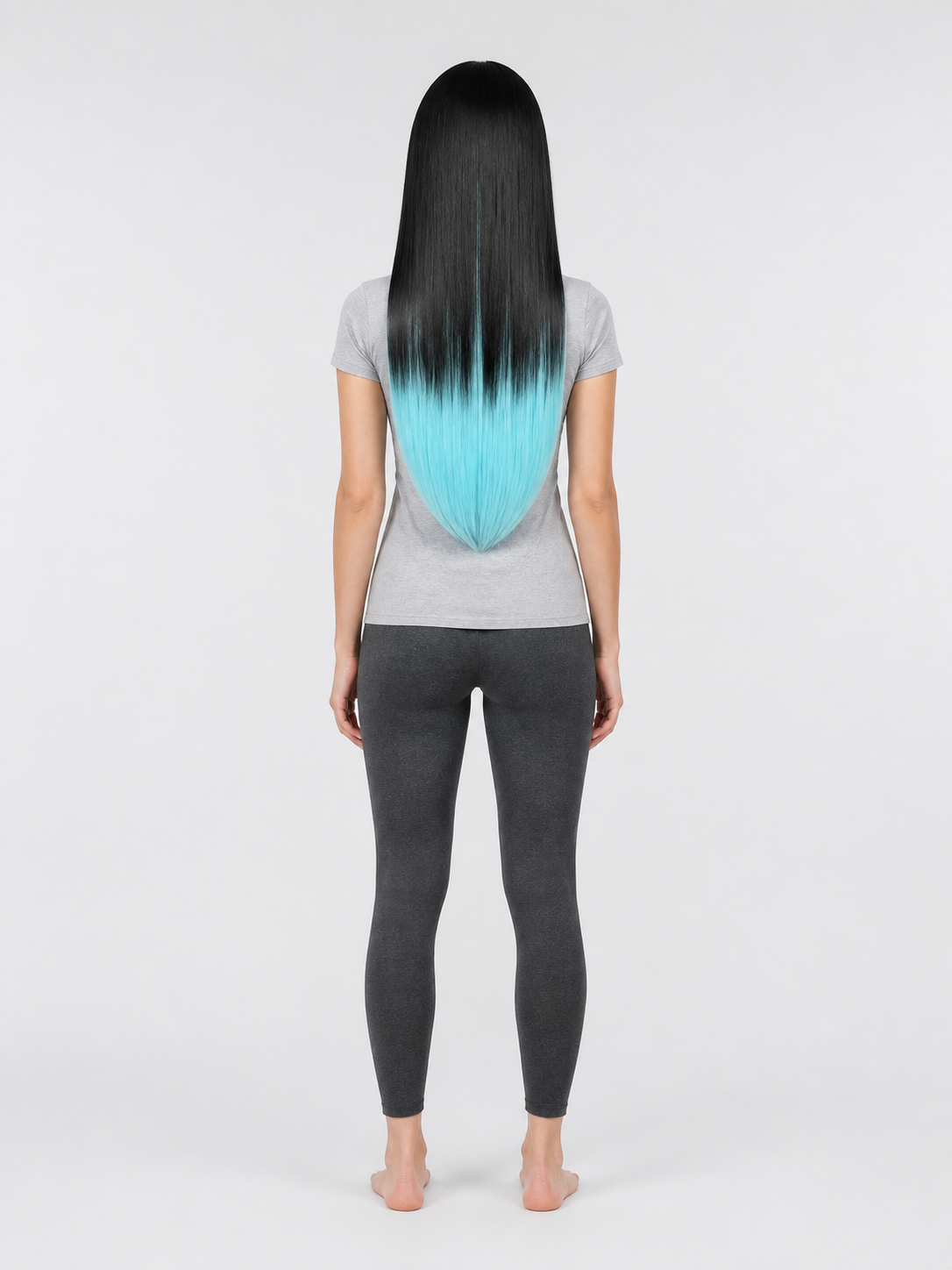 Black and Lime Green Carnival Wig for Halloween and Cosplay back view