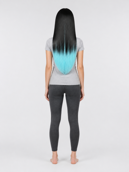 Black and Lime Green Carnival Wig for Halloween and Cosplay back view