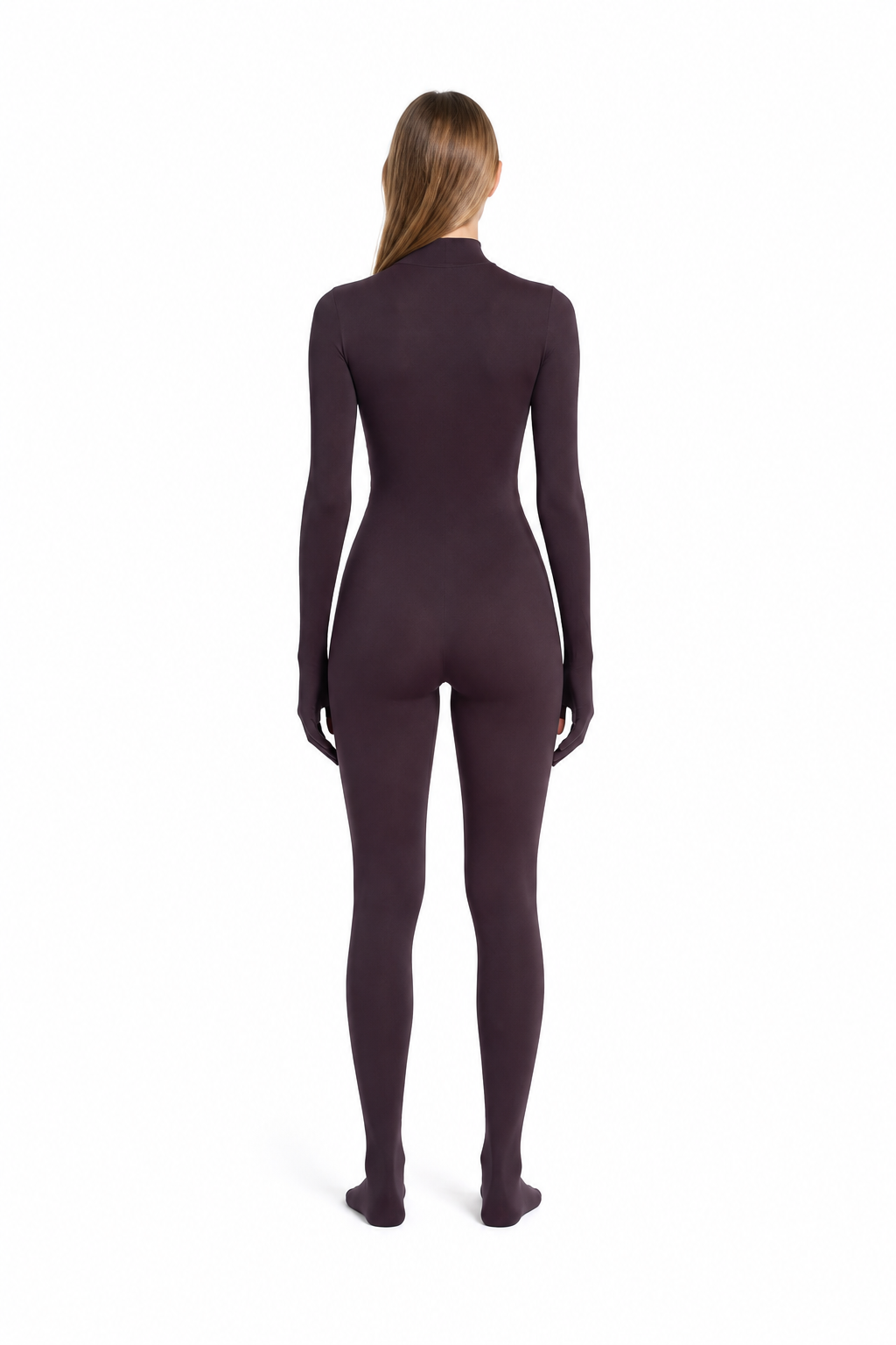 Form-Fitting Jumpsuit with Covered Hands and Feet back view