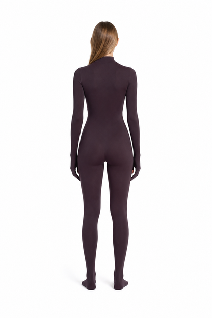 Form-Fitting Jumpsuit with Covered Hands and Feet back view