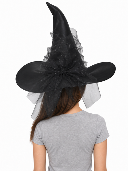 Witch carnival hat with mesh decoration