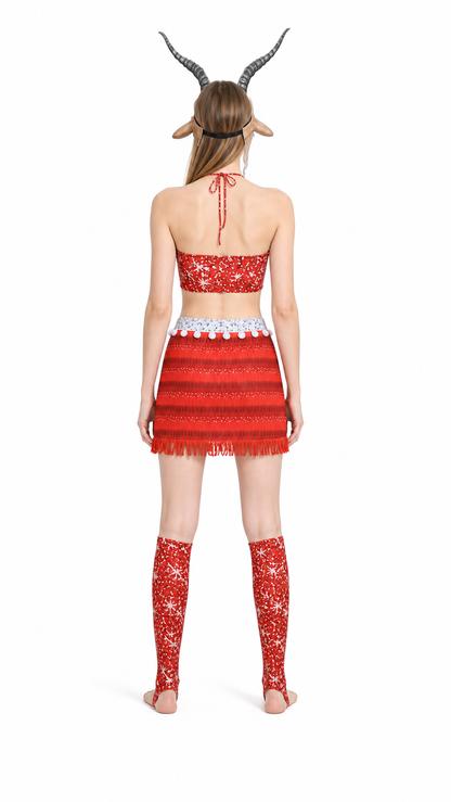 Goat Costume: Top, Skirt, and Mask back view