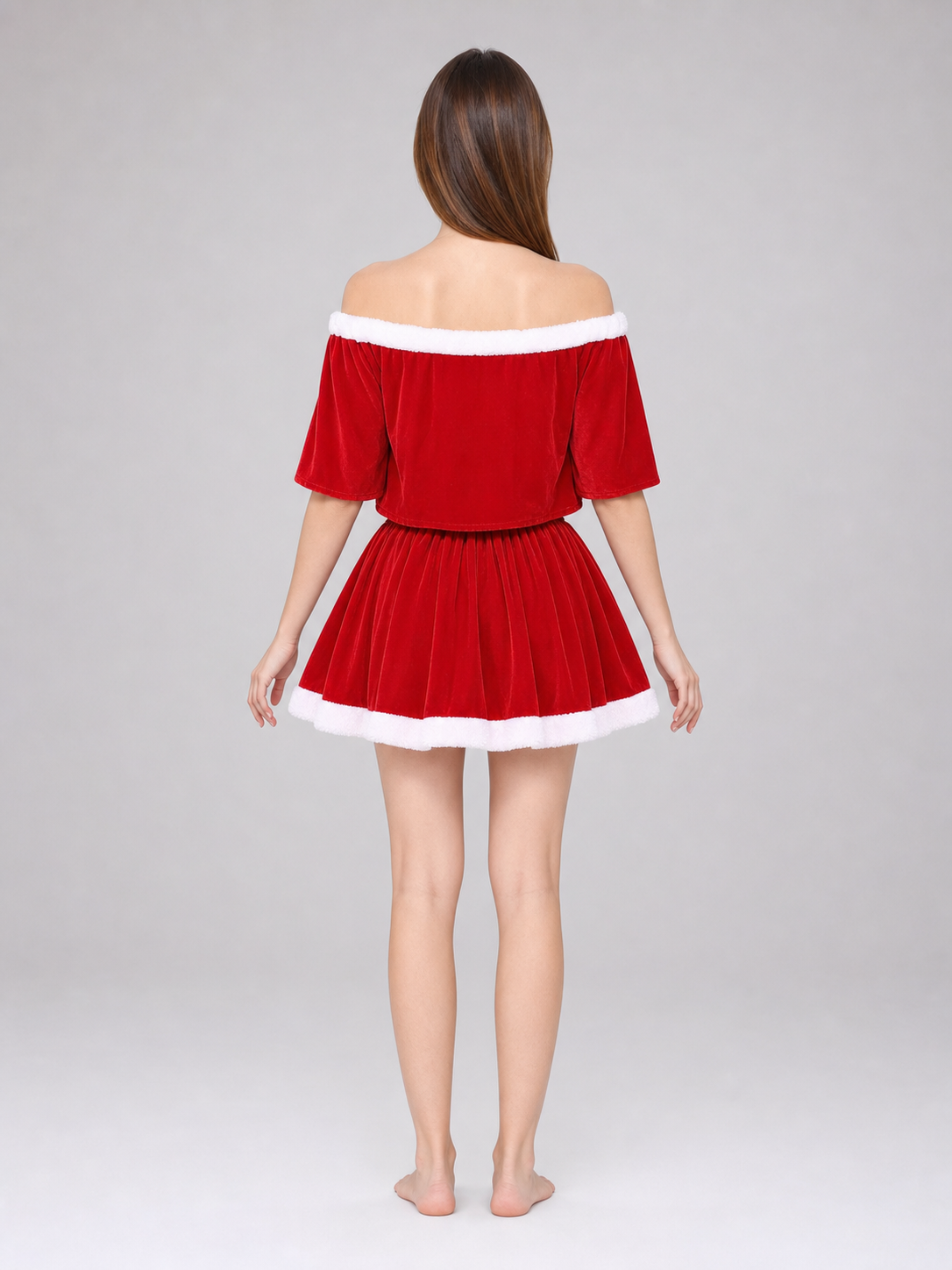 Festive Santa Claus Costume: Top, Skirt, and Hat