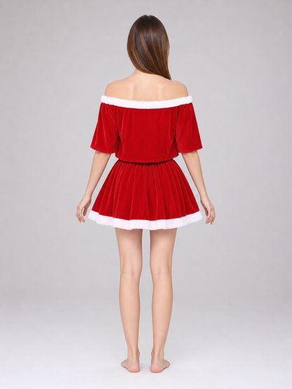 Festive Santa Claus Costume: Top, Skirt, and Hat