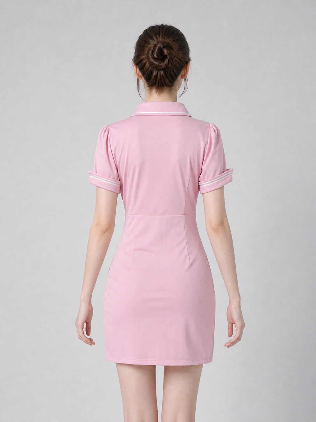 Pink Medical Worker Costume for Cosplay back view