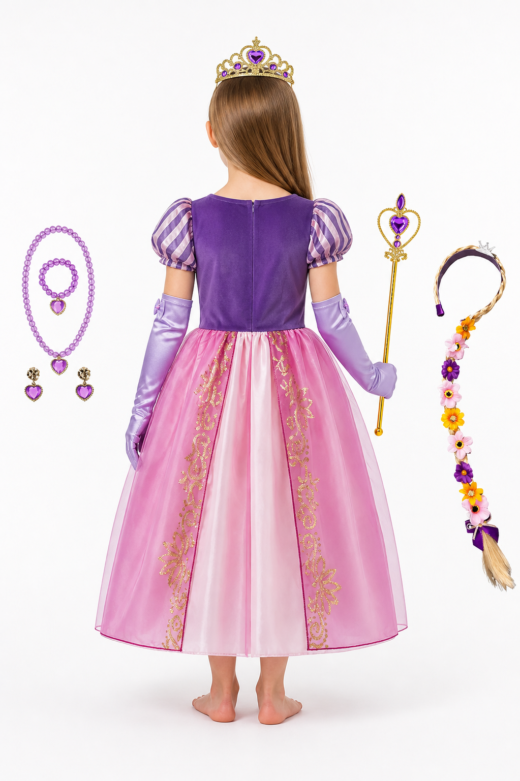 Rapunzel Children's Carnival Costume with Accessories back view