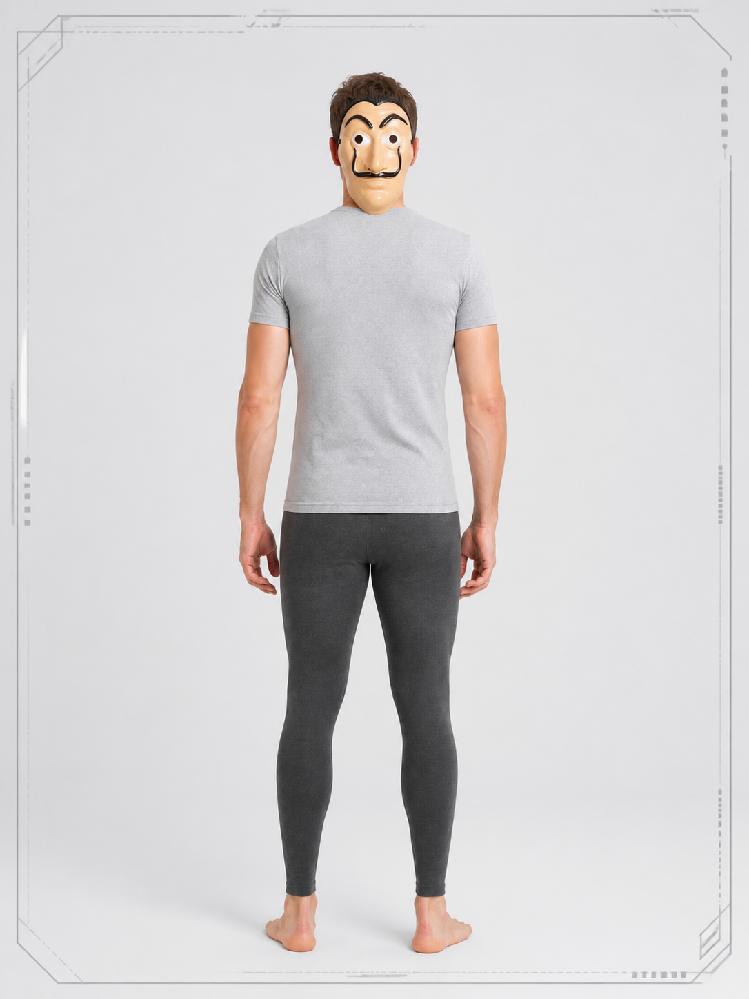 Carnival mask with mustache and eyebrows for cosplay back view