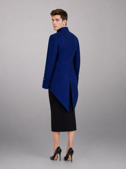Blue Steampunk Tailcoat Jacket with Long Tails