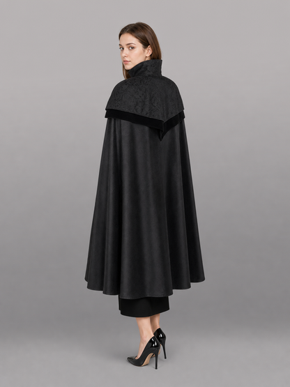 Black Gothic Carnival Cloak with Hood