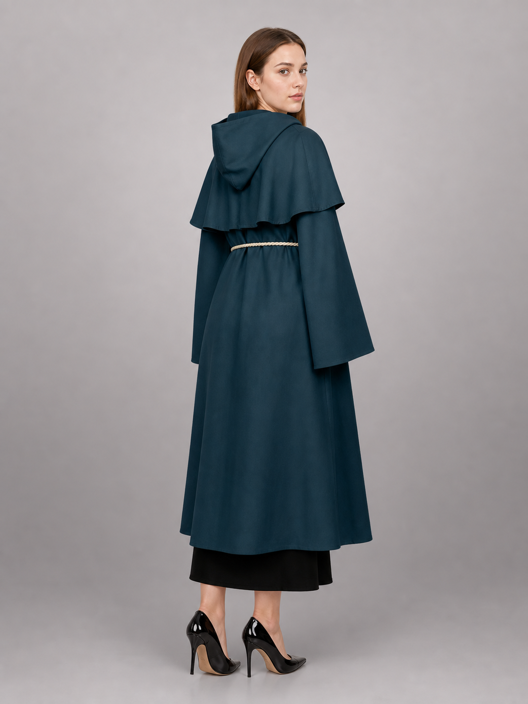 Dark Teal Hooded Costume Cloak