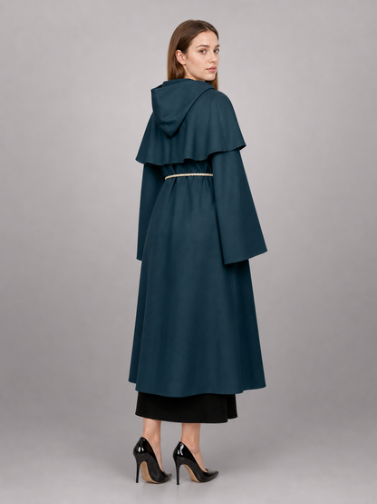 Dark Teal Hooded Costume Cloak