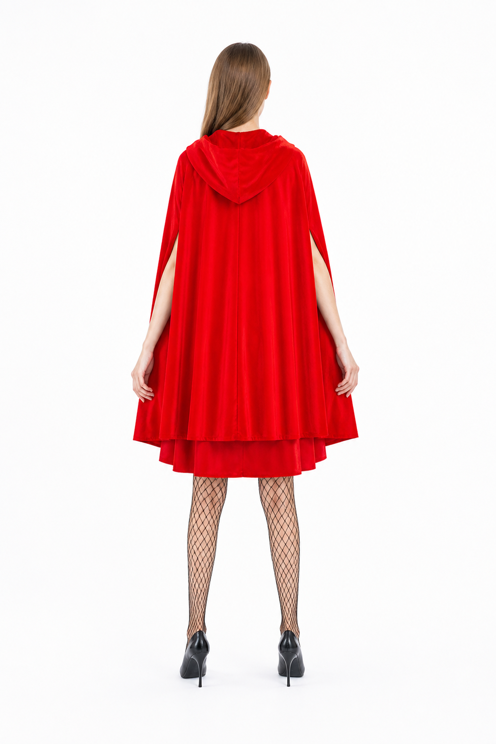 Halloween Costume with Red Hooded Cape and Dress