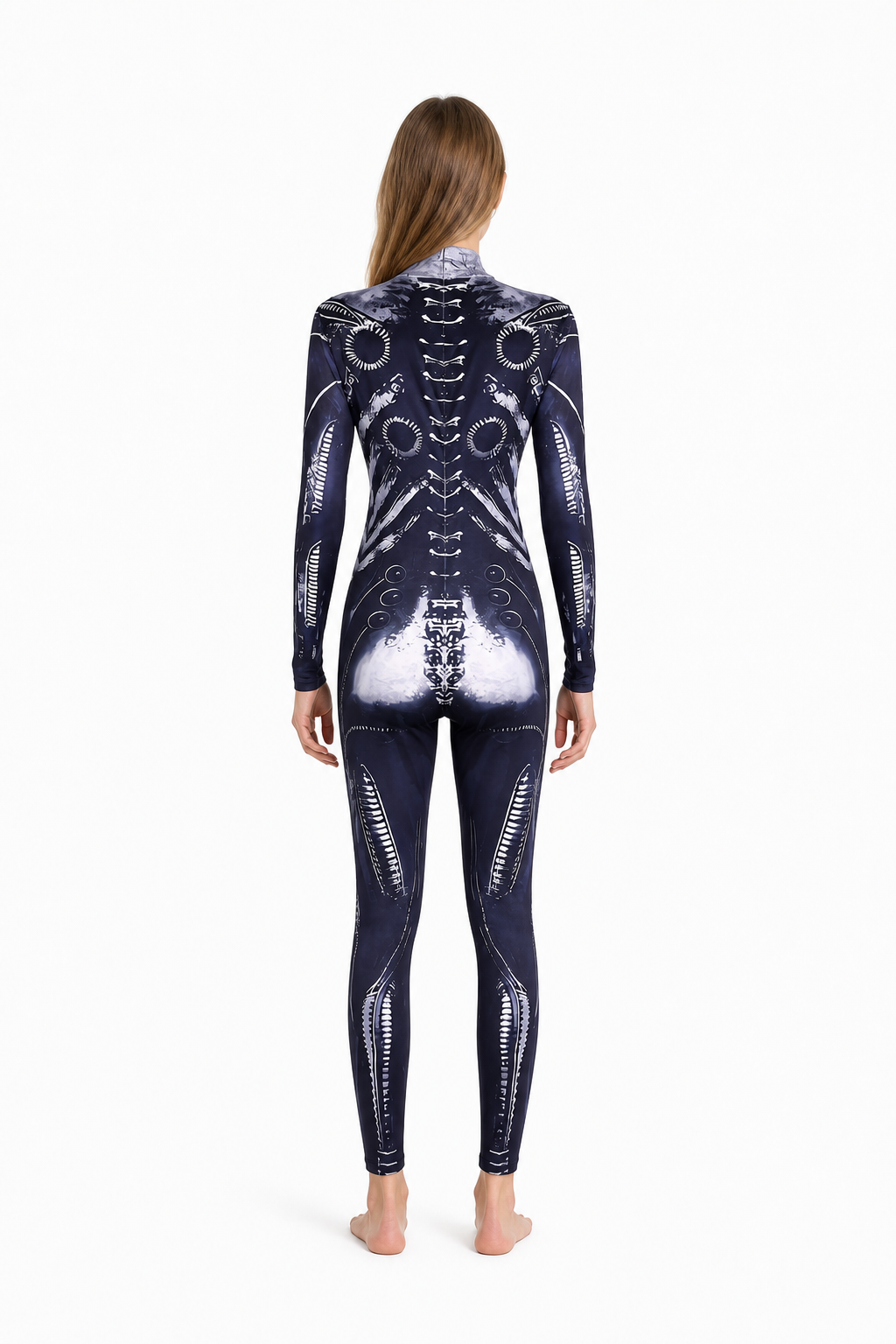 Halloween Skeleton Jumpsuit with Bone Print back view