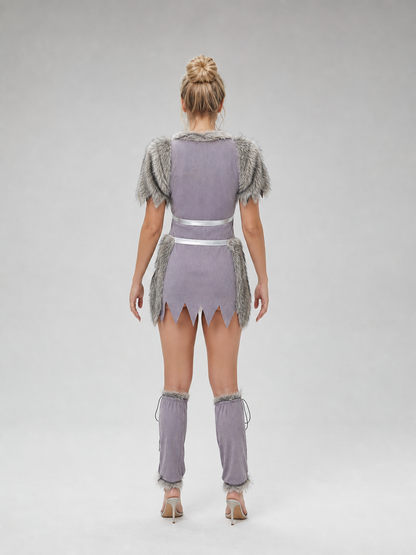 Fantasy character costume with a horned headpiece