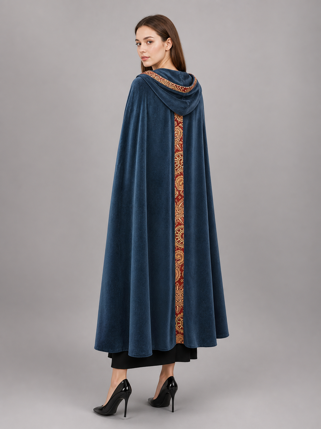 Dark Blue Hooded Costume Cloak