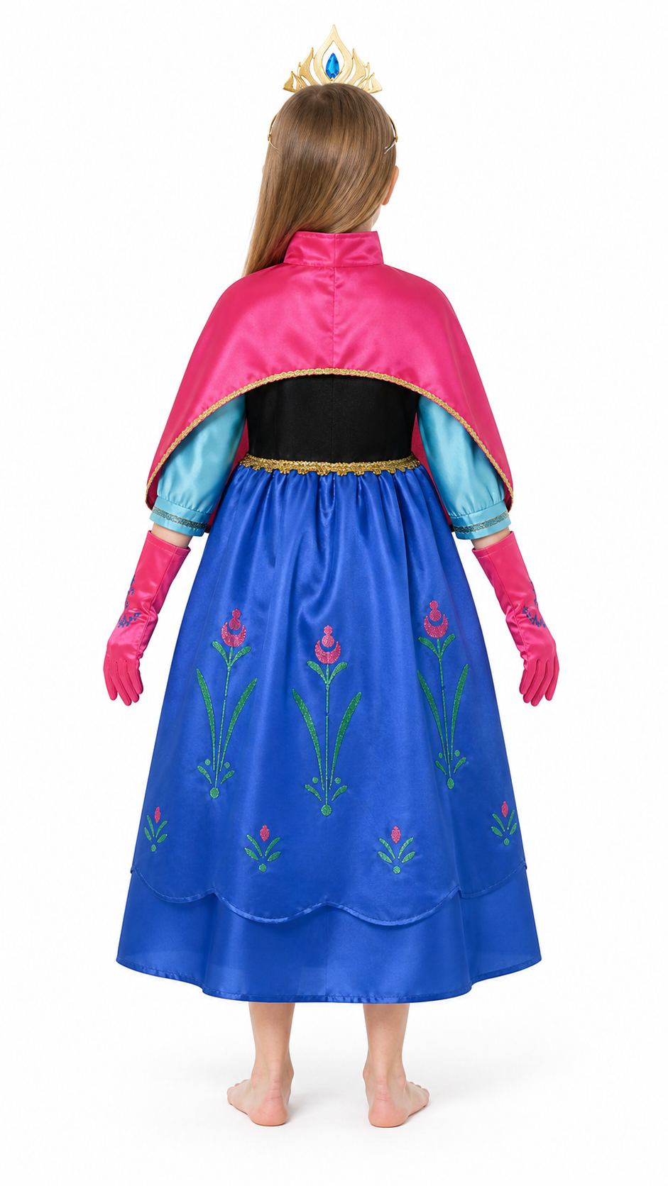 Princess Anna Costume with Cape and Crown back view
