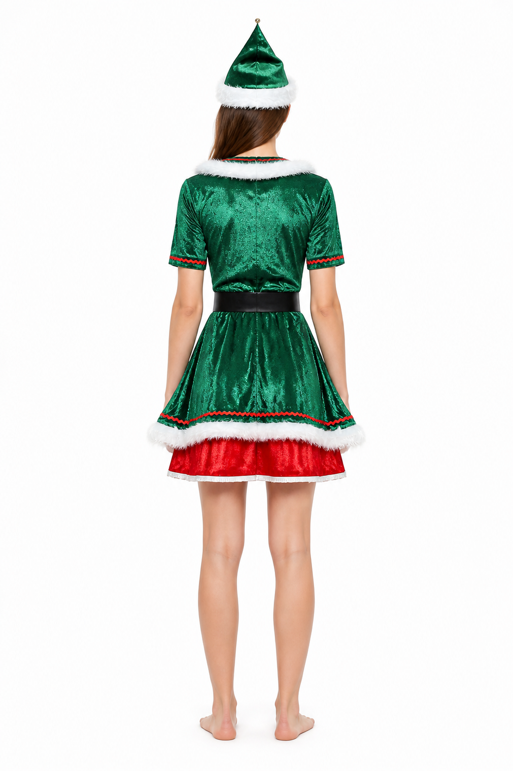 Holiday costume with dress, hat, and belt