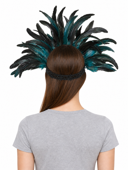 Carnival Feather Headpiece with Mask