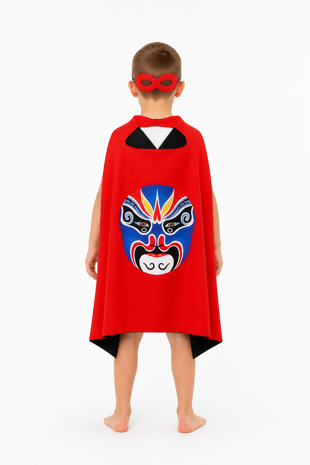 Children’s Halloween Cape with Mask and Opera Design back view
