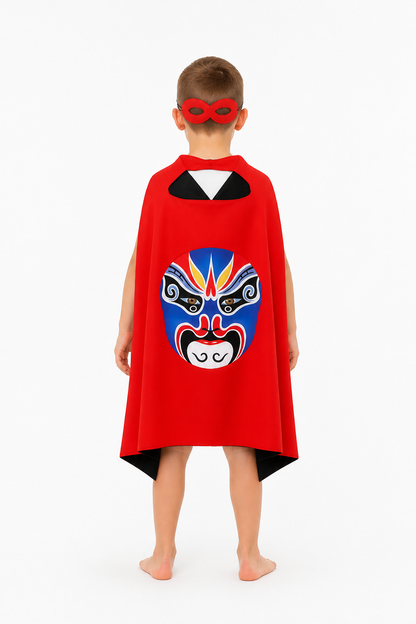 Children’s Halloween Cape with Mask and Opera Design back view