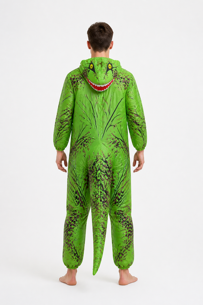 Green Dinosaur Costume with Long Tail back view