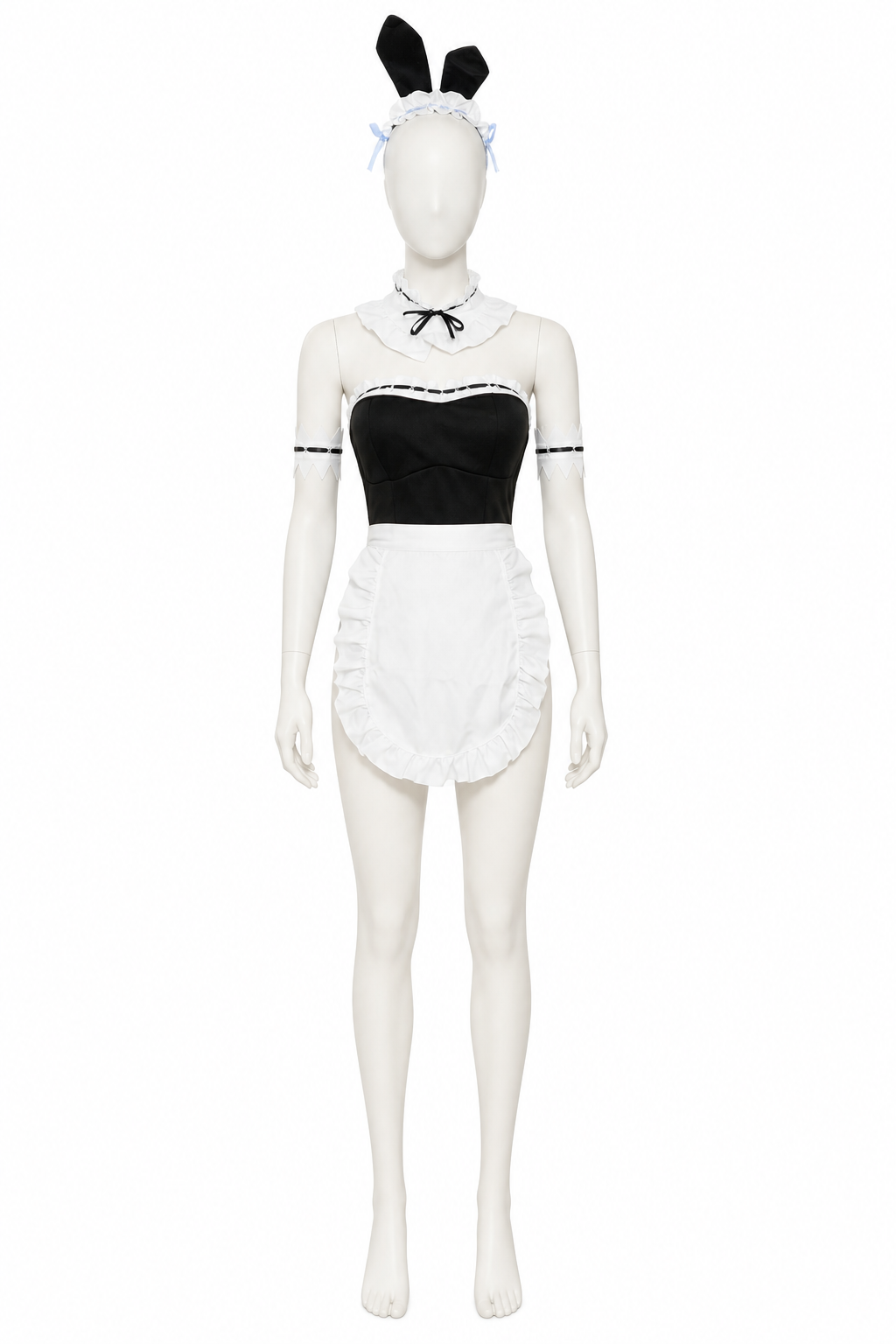 Bunny Ear Costume with Apron and Ruffles back view