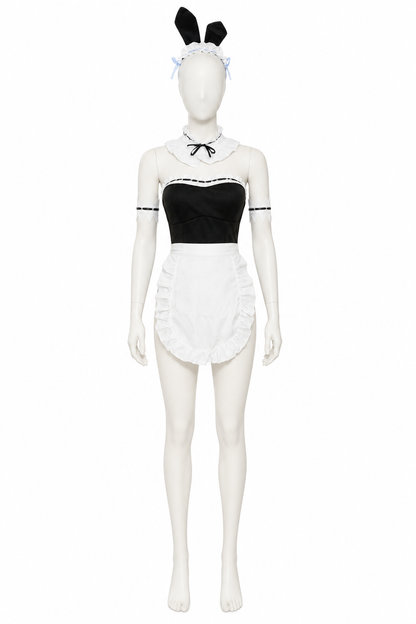 Bunny Ear Costume with Apron and Ruffles back view