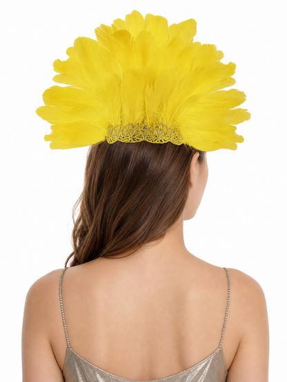 Carnival Mask with Yellow Feathers and Glitter